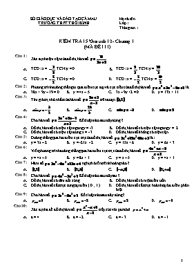 Kiểm tra 15 Giải tích 12 - Chương 1